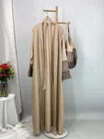 Abaya kimono luxe avec sac style Dubaï Ramadan chic – Image 10