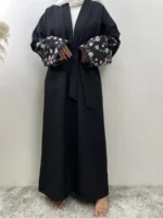 Abaya brodée femme musulmane – kimono luxe Dubaï – Image 6