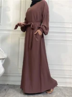 Robe hijab élégante pudique avec poche Ramadan confort chic – Image 6