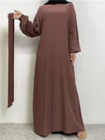 Abaya longue avec poches femme musulmane Dubaï caftan modeste – Image 6