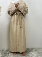 Abaya brodée femme musulmane – kimono luxe Dubaï – Image 3