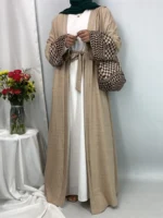 Abaya kimono luxe avec sac style Dubaï Ramadan chic – Image 9