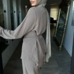 Abaya 2 pièces femme musulmane élégante – tenue Ramadan Eid Dubaï – Image 4