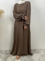 Abaya luxe femme musulmane élégante – caftan Dubaï Ramadan