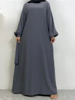 Abaya longue avec poches femme musulmane Dubaï caftan modeste – Image 2