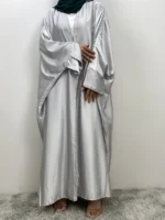 Abaya kimono luxe femme musulmane satin Dubai caftan Ramadan – Image 3