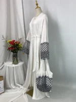 Abaya kimono luxe avec sac style Dubaï Ramadan chic – Image 5