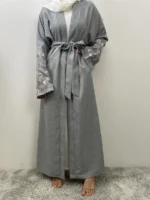 Abaya brodée femme musulmane – kimono luxe Dubaï