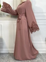 Abaya Dubaï Dentelle Élégante – Robe Islamique Ramadan – Image 12