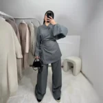 Abaya ensemble luxe 2 pieces hijab et jilbab élégant pour femme musulmane pudique – Image 2
