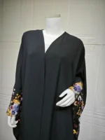 Abaya luxe noire brodée femme musulmane hijab jilbab élégance pudeur – Image 6