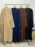 Abaya kimono brodée ouverte luxe pour femme musulmane élégante et pudique – Image 5