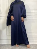Abaya satin élégante avec hijab assorti pour femme musulmane – pudeur et luxe Aylinejab – Image 10