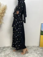 Abaya kimono brodée ouverte luxe pour femme musulmane élégante et pudique – Image 4