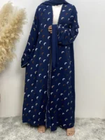 Abaya kimono brodée ouverte luxe pour femme musulmane élégante et pudique – Image 2