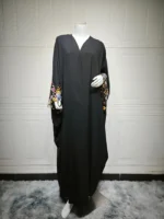 Abaya luxe noire brodée femme musulmane hijab jilbab élégance pudeur – Image 5