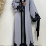 Abaya longue en dentelle avec hijab pour femme musulmane élégante et pudique luxe