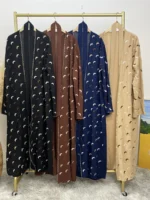 Abaya kimono brodée ouverte luxe pour femme musulmane élégante et pudique