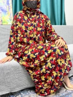 Ensemble abaya de prière en coton avec hijab pour femme musulmane élégante – Image 4
