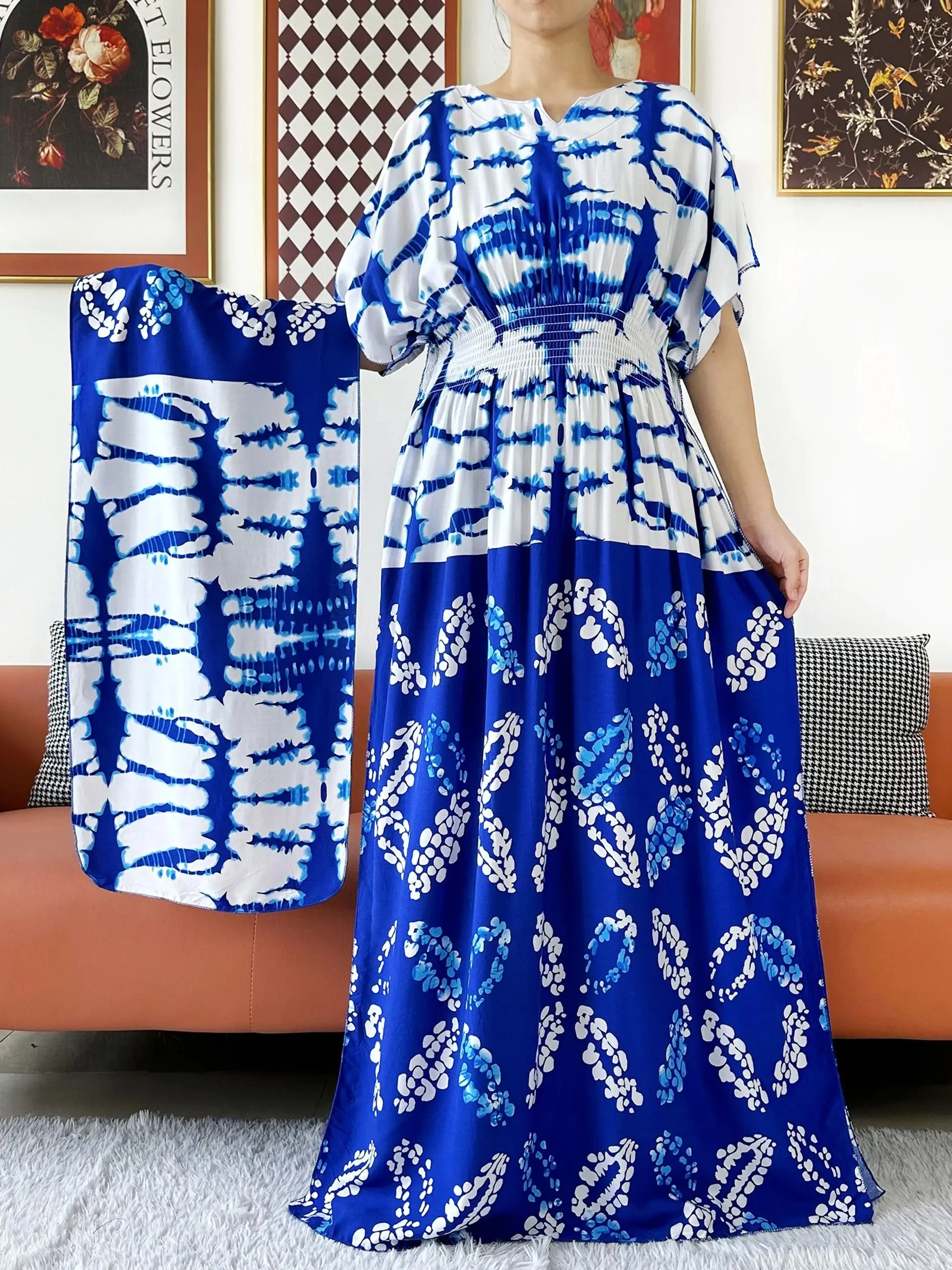 Abaya boubou d’été en coton léger pour femme musulmane élégante