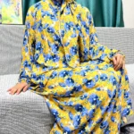 Ensemble abaya de prière en coton avec hijab pour femme musulmane élégante