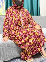 Ensemble abaya de prière en coton avec hijab pour femme musulmane élégante – Image 6