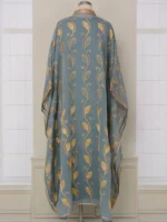 Abaya hijab jilbab brodée dorée pour femme musulmane élégance et pudeur luxe – Image 11