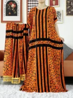 Boubou d’été femme musulmane abaya hijab léger luxe pudique avec de grandes écharpes – Image 6