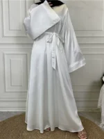 Abaya satin hijab jilbab femme musulmane caftan luxe élégance pudeur – Image 2