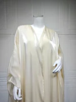 Abaya satin luxe avec hijab style jilbab femme musulmane élégance pudeur – Image 13