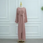 Abaya raffinée avec dentelle et ceinture élégante – Image 6
