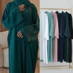 Abaya cardigan ouvert hijab jilbab femme musulmane élégance pudeur