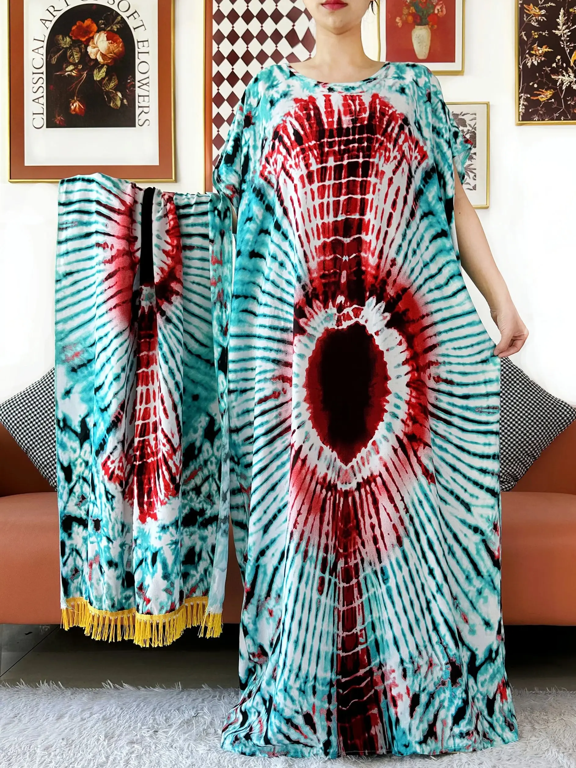Abaya bohème femme musulmane coton léger hijab élégant luxe