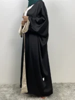 Abaya satin réversible luxe pour femme musulmane élégante – Image 3