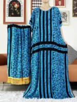 Boubou d’été femme musulmane abaya hijab léger luxe pudique avec de grandes écharpes – Image 2