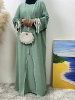 Ensemble 2 pièces Abaya femme luxe moderne Aylinejab – robe abaya kimono élégante modest fashion Dubai Paris – Image 2
