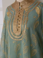 Abaya hijab jilbab brodée dorée pour femme musulmane élégance et pudeur luxe – Image 8
