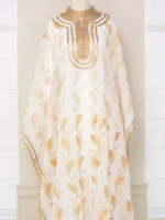 Abaya hijab jilbab brodée dorée pour femme musulmane élégance et pudeur luxe