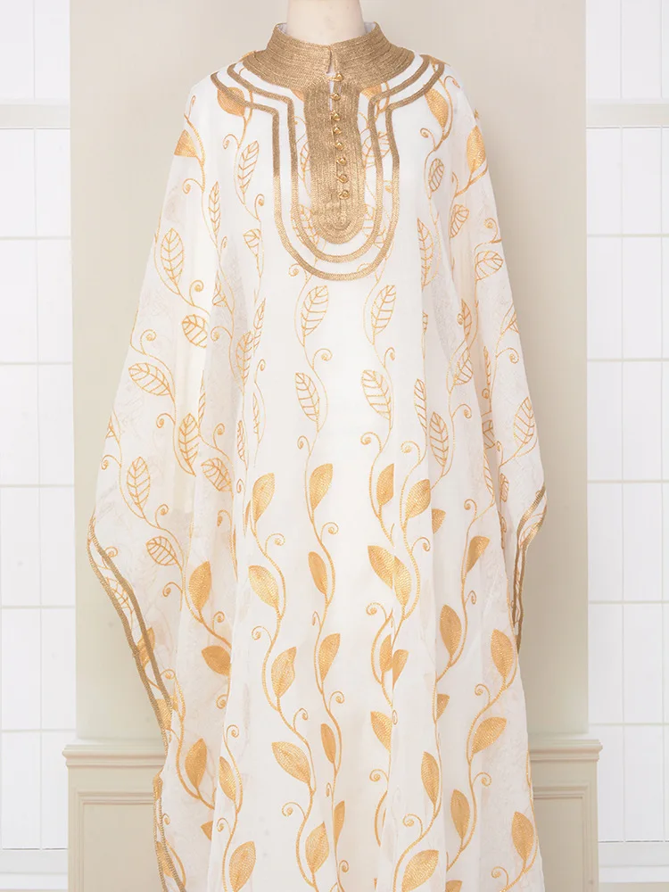 Abaya hijab jilbab brodée dorée pour femme musulmane élégance et pudeur luxe