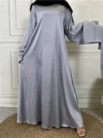 Abaya satin hijab jilbab femme musulmane caftan luxe élégance pudeur – Image 4