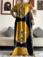 Robe dashiki abaya africaine coton femme musulmane été élégante – Image 3