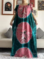 Robe dashiki abaya africaine coton femme musulmane été élégante – Image 6