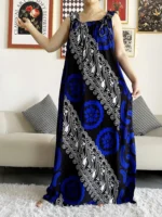 Robe d’été dashiki abaya africaine coton avec écharpes  femme musulmane élégante pour femme – Image 6