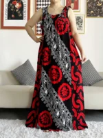 Robe d’été dashiki abaya africaine coton avec écharpes  femme musulmane élégante pour femme – Image 5