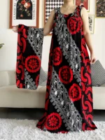 Robe d’été dashiki abaya africaine coton avec écharpes  femme musulmane élégante pour femme – Image 4