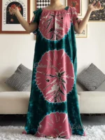 Robe dashiki abaya africaine coton femme musulmane été élégante – Image 7