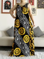 Robe d’été dashiki abaya africaine coton avec écharpes  femme musulmane élégante pour femme – Image 3