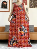 Robe d’été dashiki abaya africaine coton avec écharpes  femme musulmane élégante pour femme – Image 14