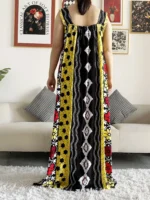 Robe d’été dashiki abaya africaine coton avec écharpes  femme musulmane élégante pour femme – Image 10