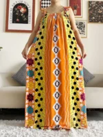 Robe d’été dashiki abaya africaine coton avec écharpes  femme musulmane élégante pour femme – Image 11